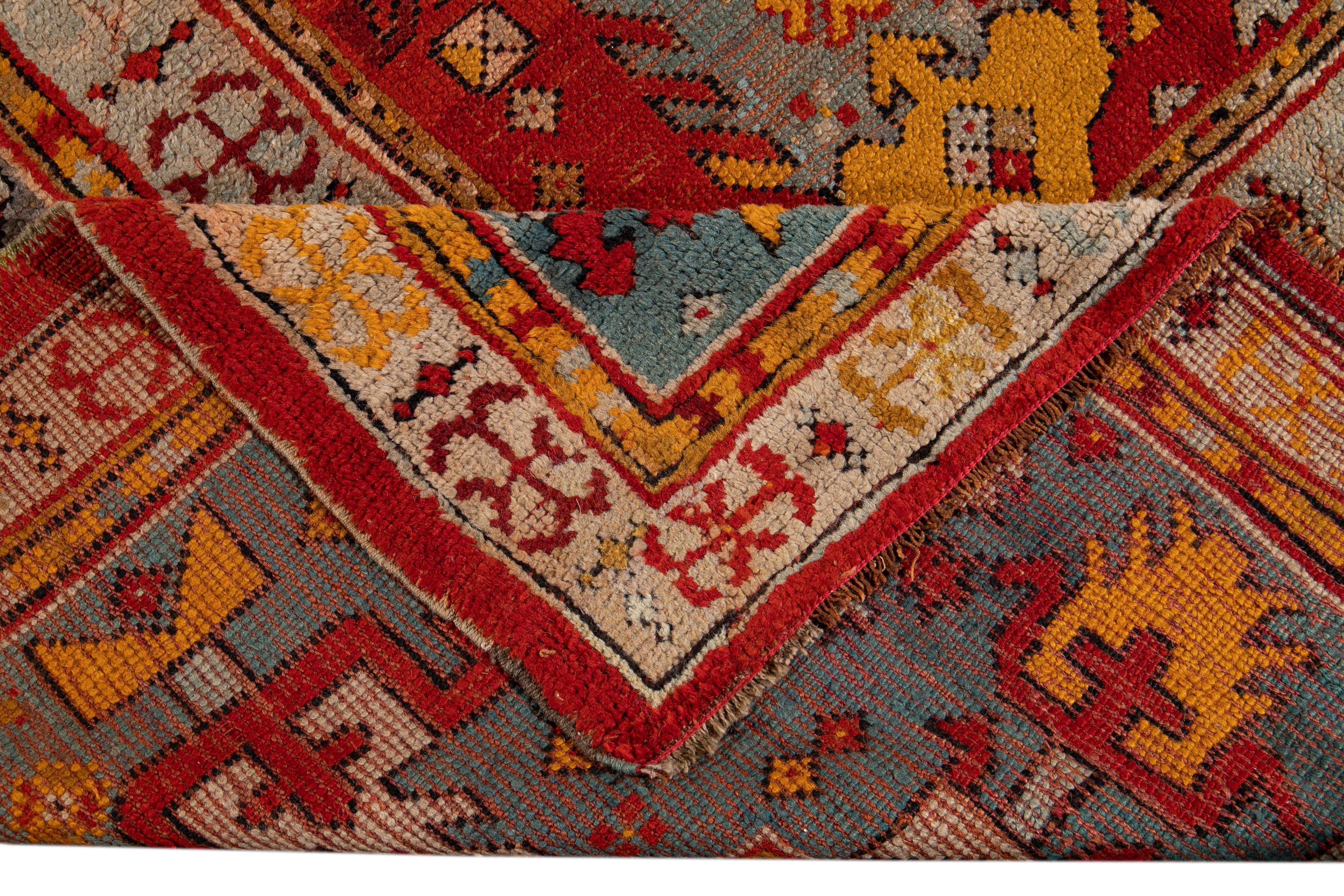 Late 19th Century Antique Turkish Oushak Wool Rug For Sale 8