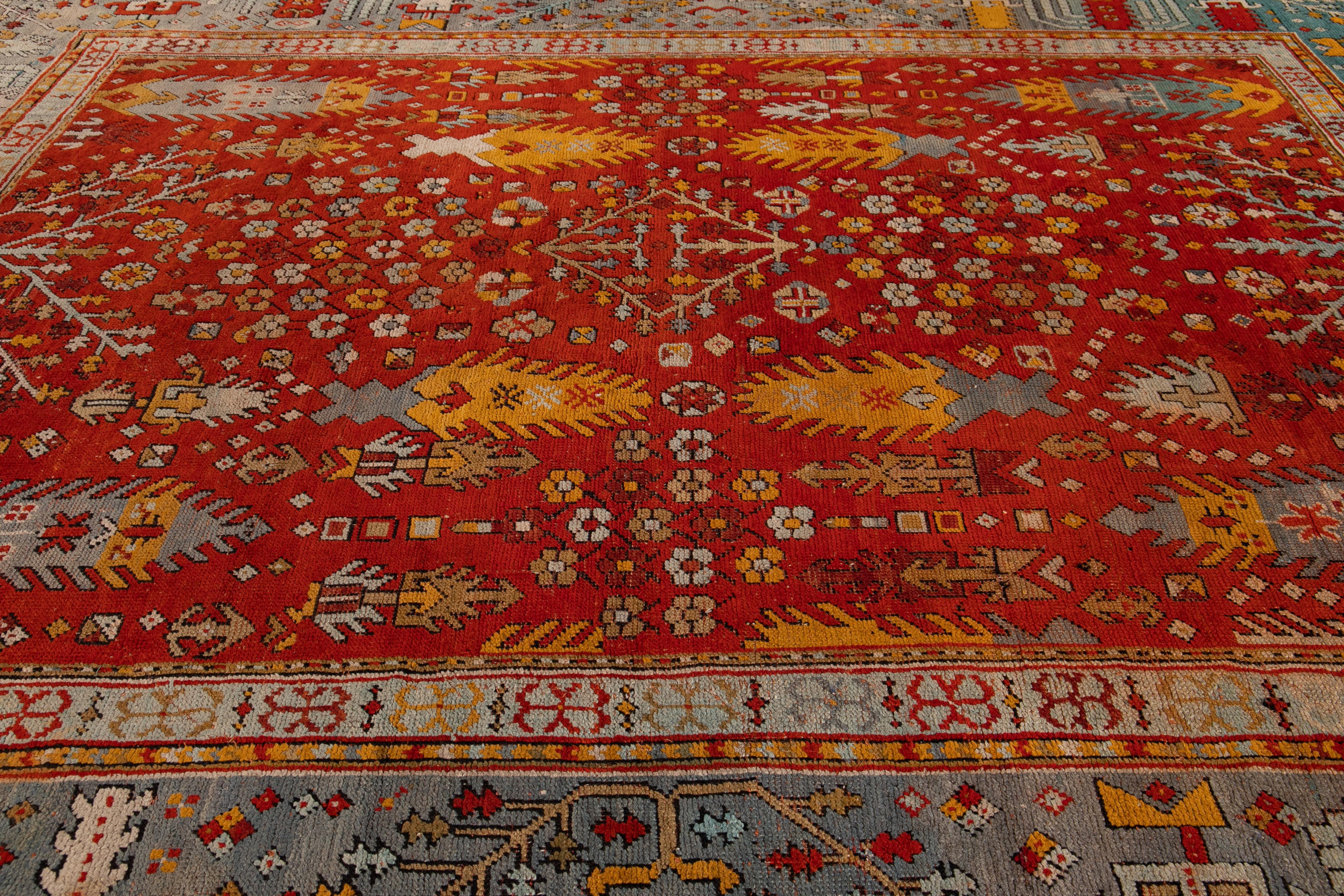 Late 19th Century Antique Turkish Oushak Wool Rug For Sale 9