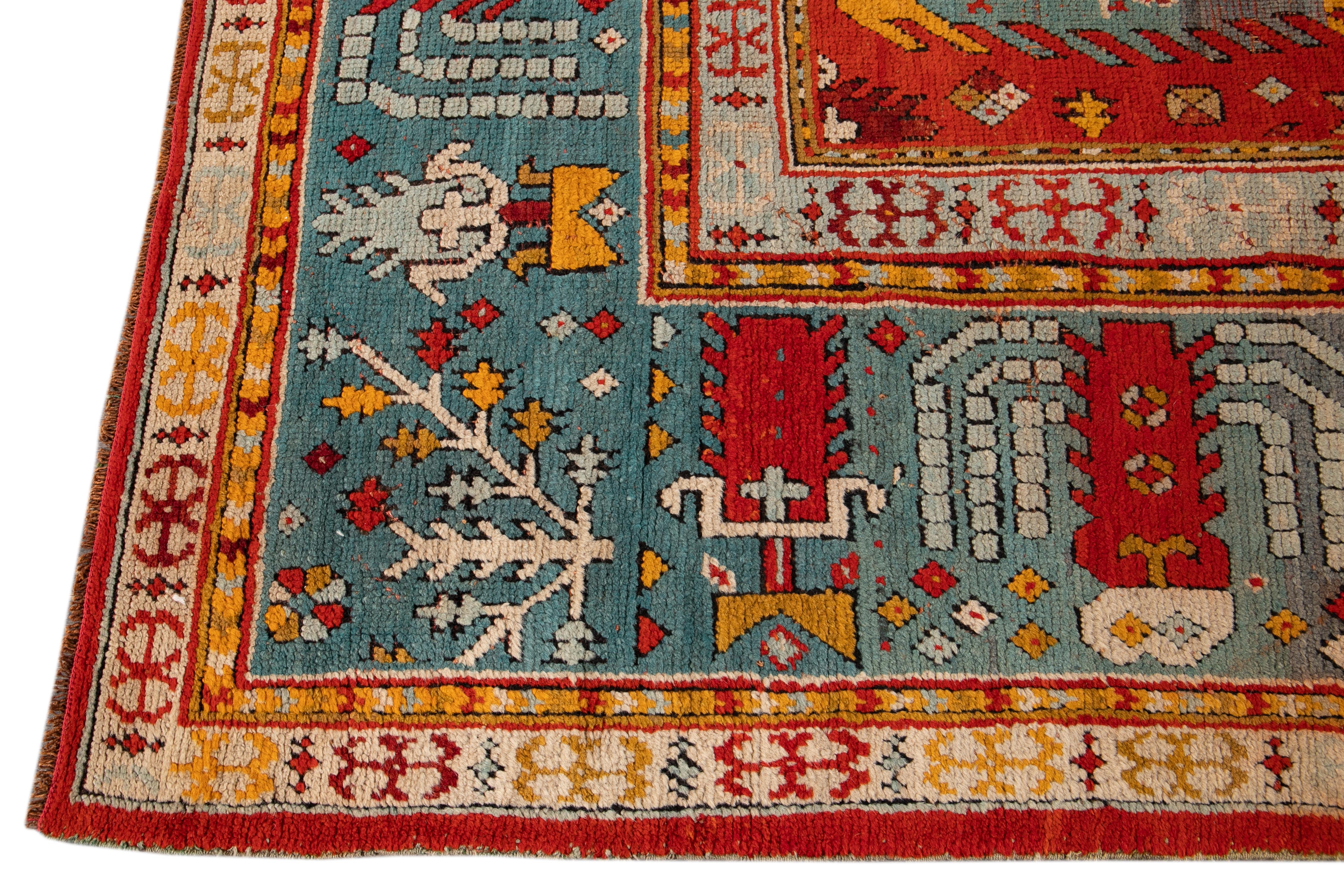 Hand-Knotted Late 19th Century Antique Turkish Oushak Wool Rug For Sale