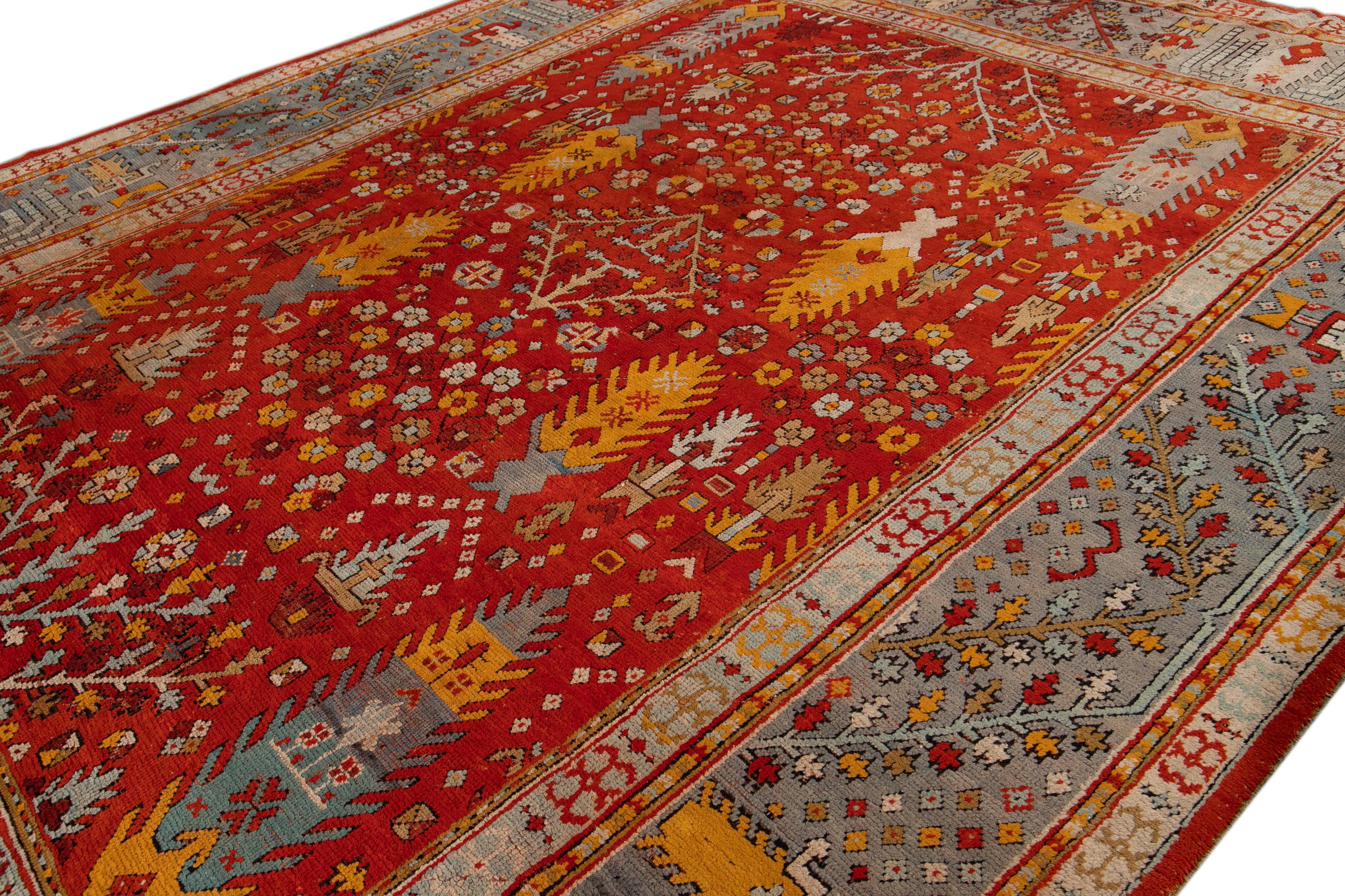 Late 19th Century Antique Turkish Oushak Wool Rug For Sale 1