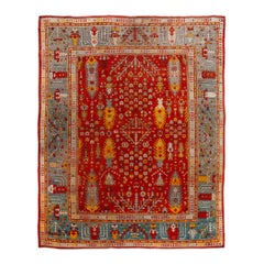 Late 19th Century Antique Turkish Oushak Wool Rug