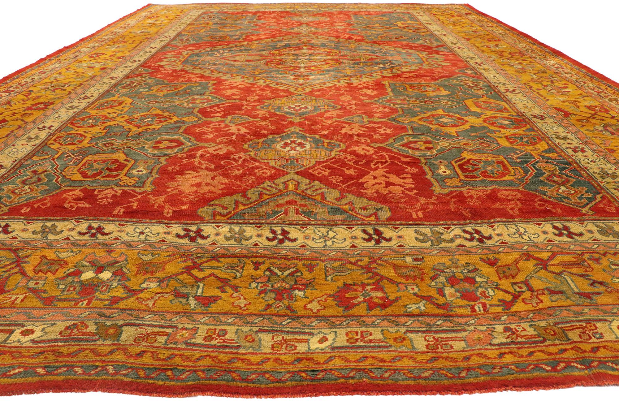 Oushak 1880s Oversized Antique Turkish Smyrna Rug, Hotel Lobby Size Carpet For Sale