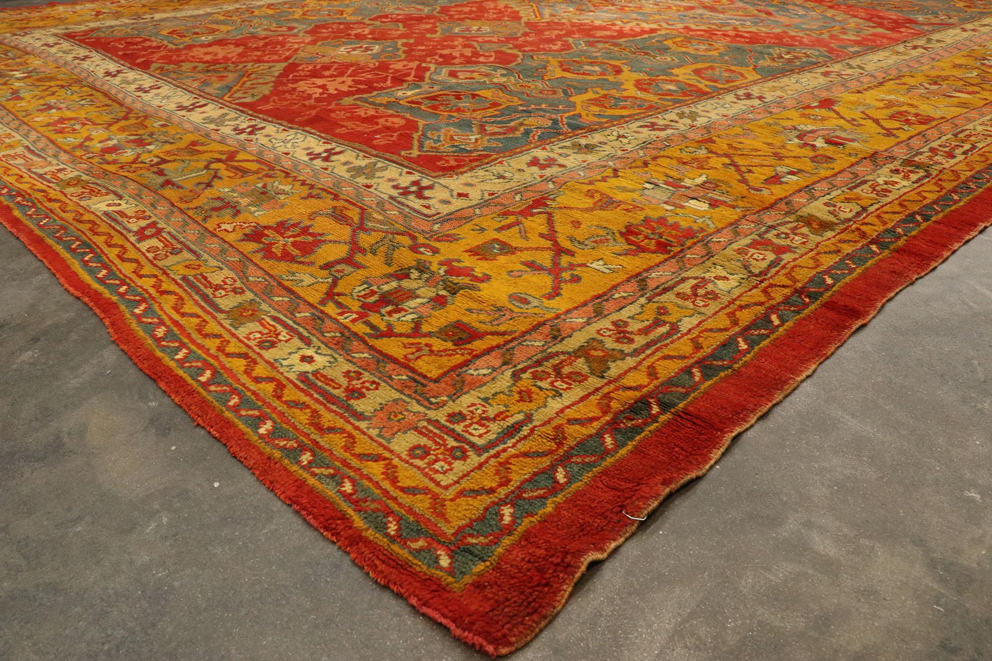 19th Century 1880s Oversized Antique Turkish Smyrna Rug, Hotel Lobby Size Carpet For Sale