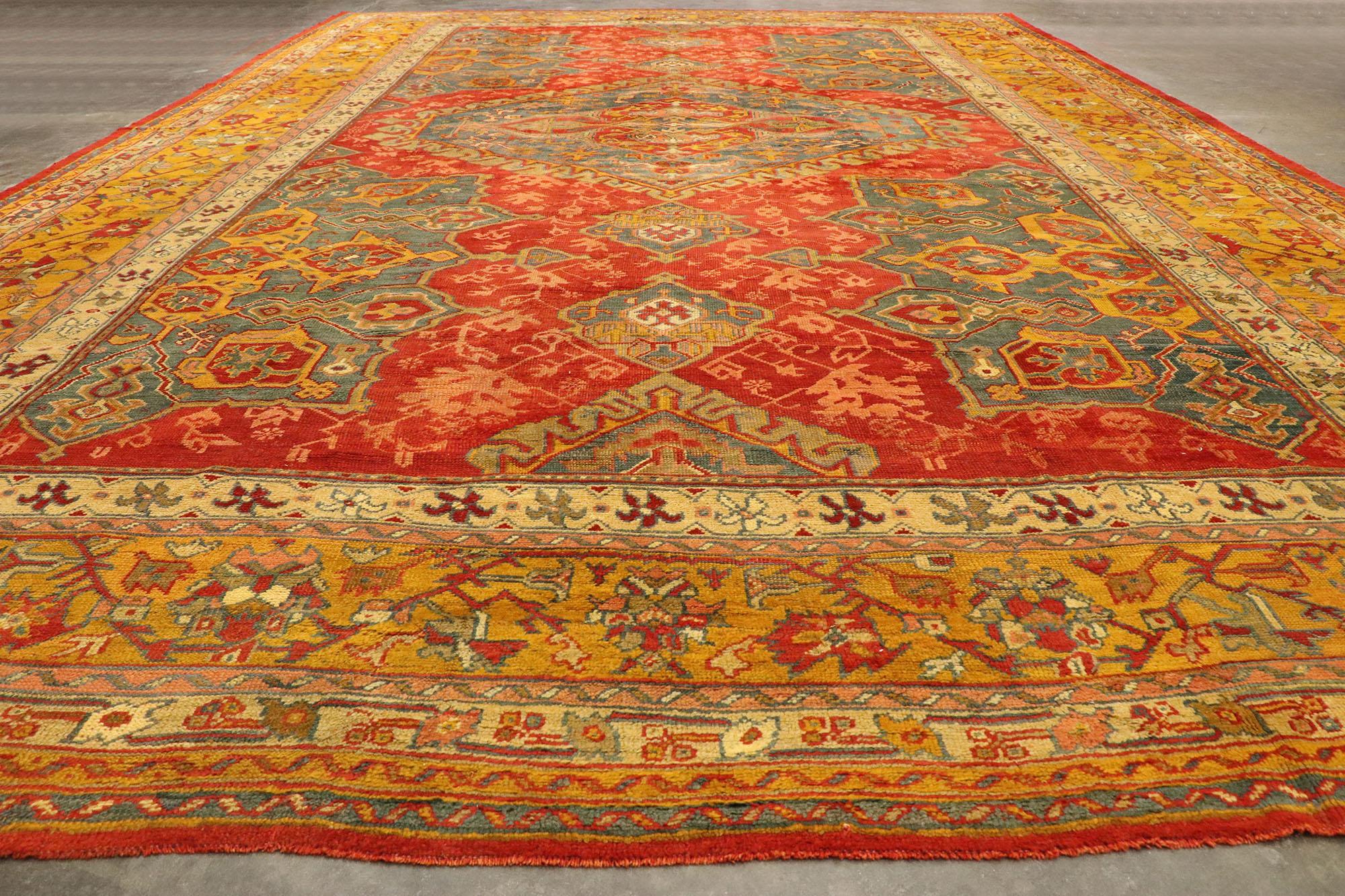 Late 19th Century Antique Turkish Smyrna Oushak Rug,  12'06 x 18'08 For Sale 2