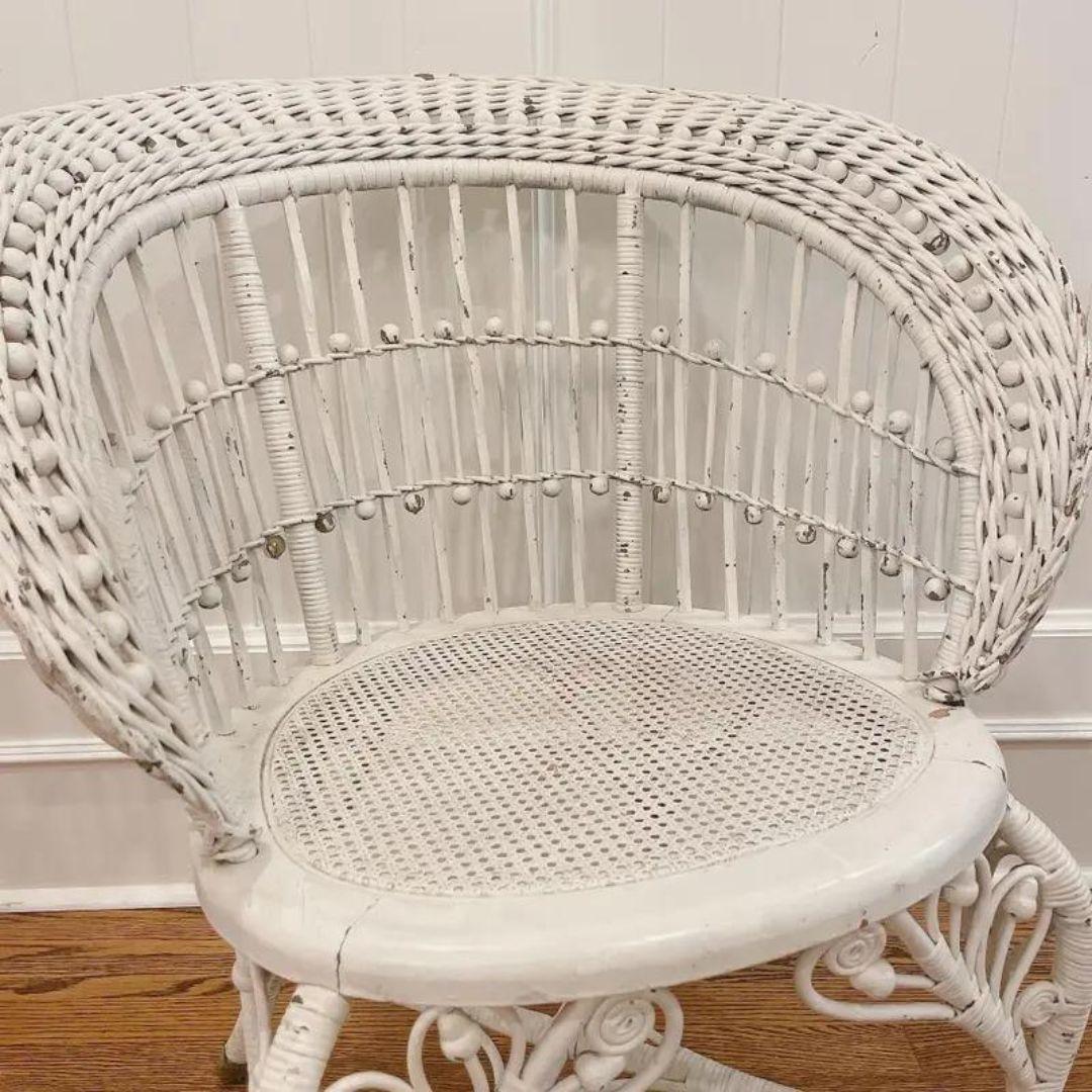 Late 19th Century Antique Victorian Ball and Stick Rattan Wicker and Cane Chair  For Sale 1