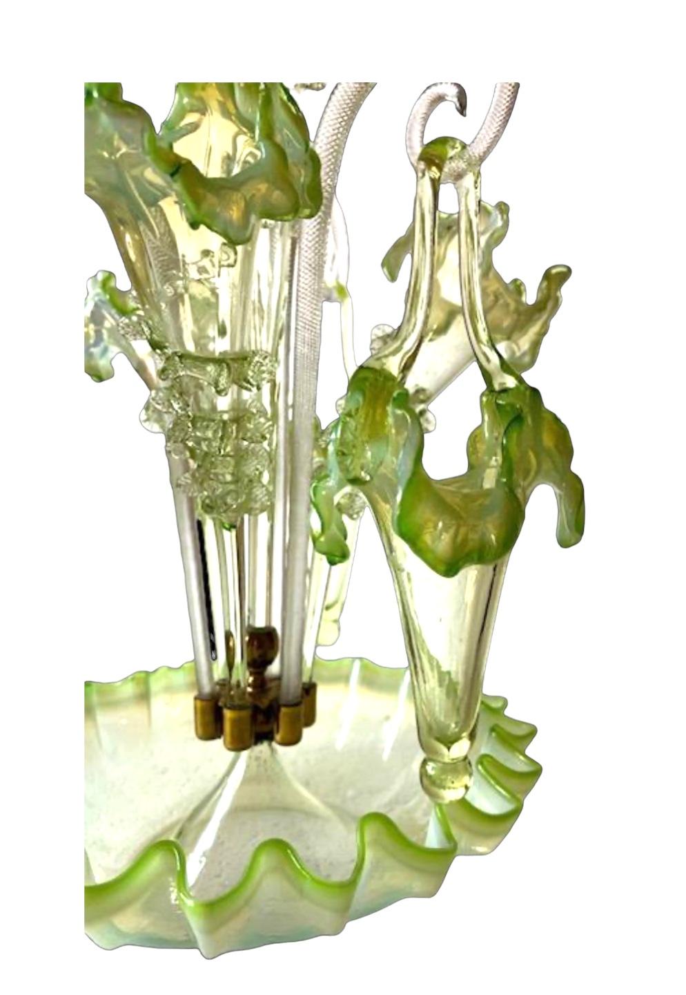 High Victorian Late 19th Century Antique Victorian Glass Epergne Centerpiece For Sale