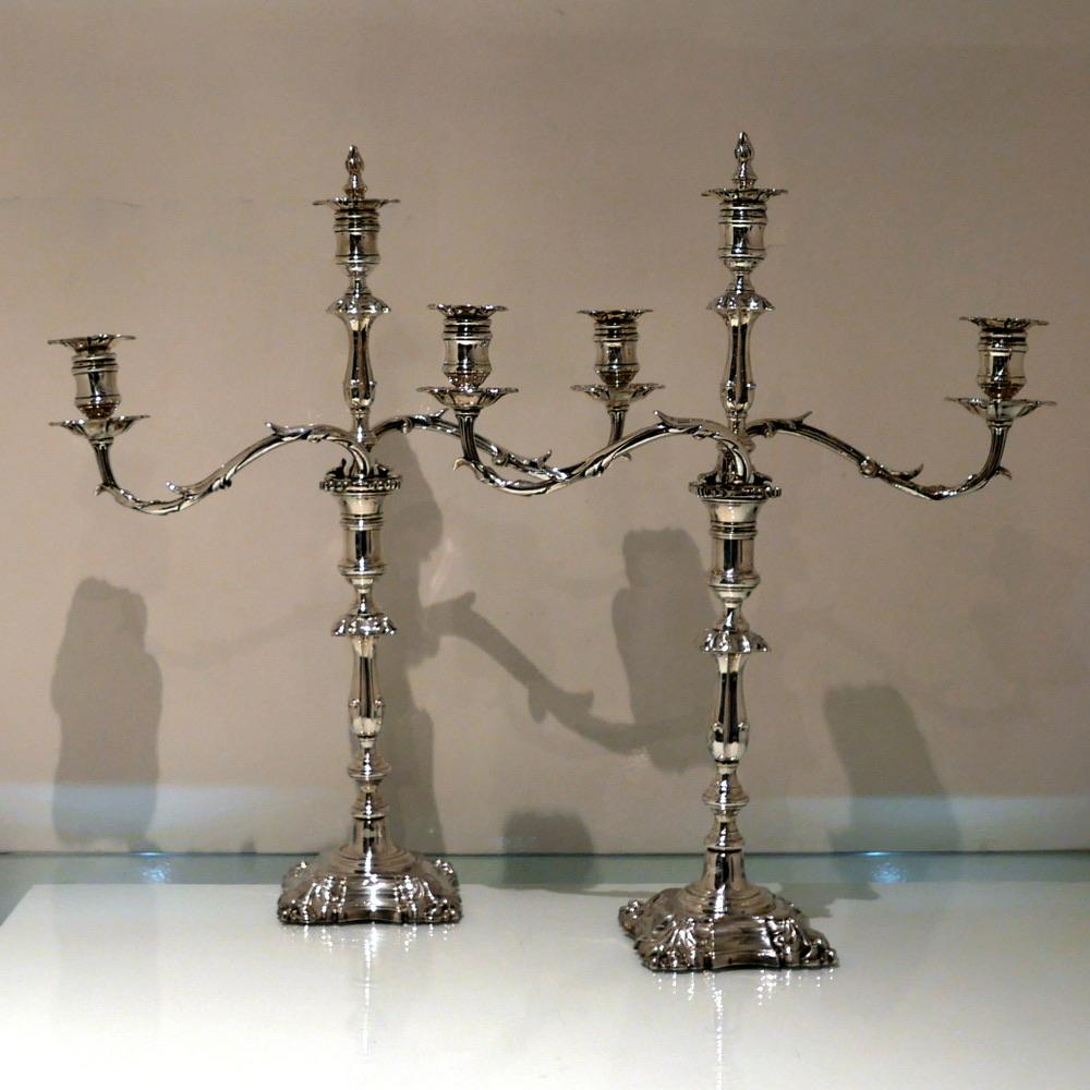 Late 19th Century Antique Victorian Pair of Silver Plated Three-Light Candelabra For Sale 6