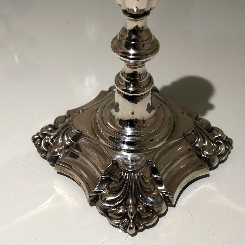 Late 19th Century Antique Victorian Pair of Silver Plated Three-Light Candelabra For Sale 2
