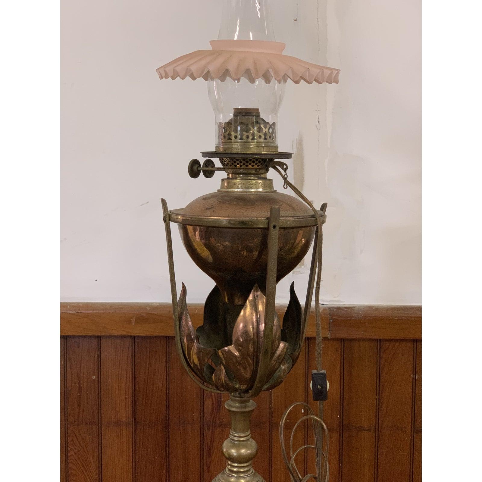 English Late 19th Century Antique W.A.S. Benson Brass Duplex Kerosene Floor Lamp
