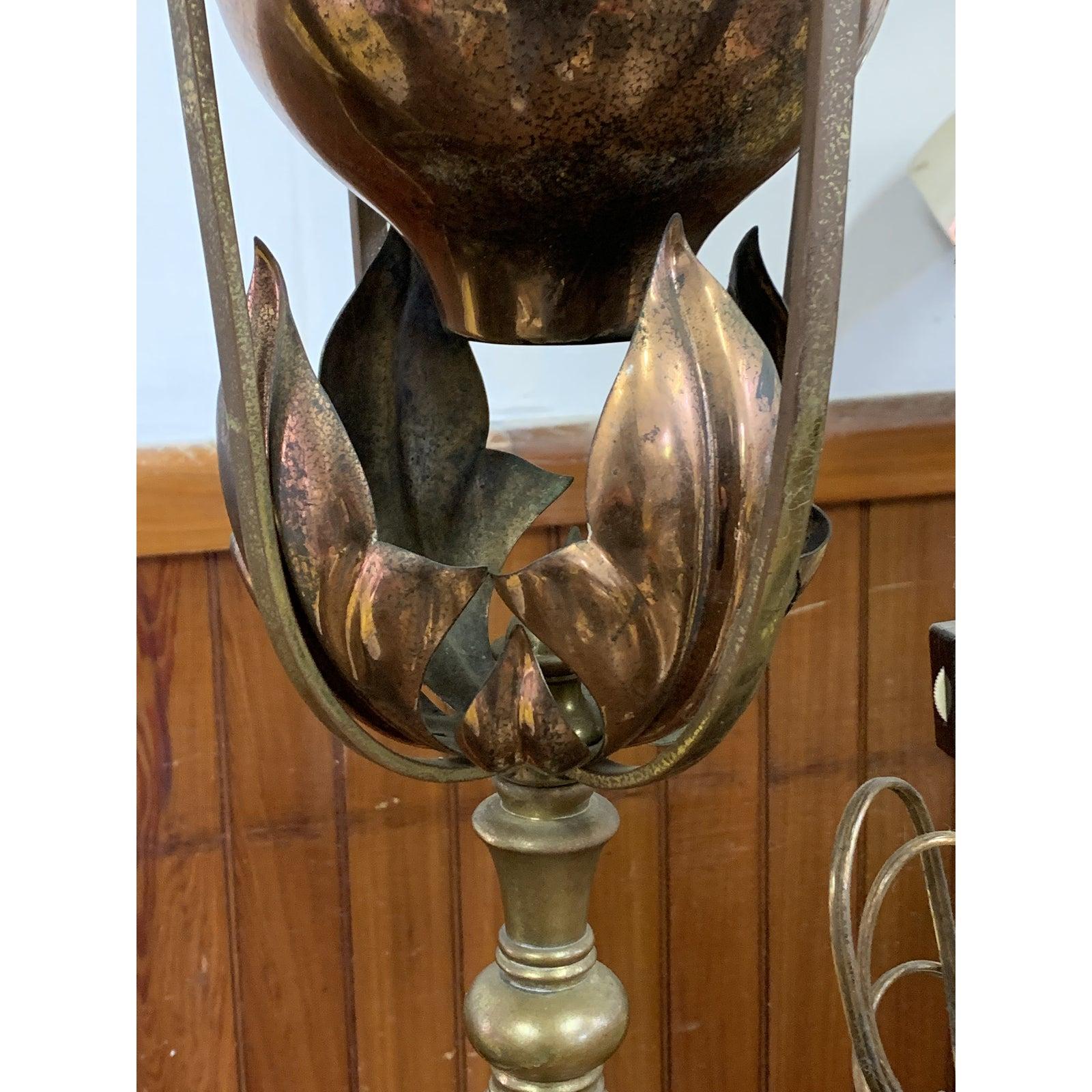 Late 19th Century Antique W.A.S. Benson Brass Duplex Kerosene Floor Lamp In Good Condition In Esperance, NY