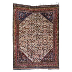 Ende des 19. Jahrhunderts Antike Wolle Bereich Teppich, Multi-Color Floral Design Teppich