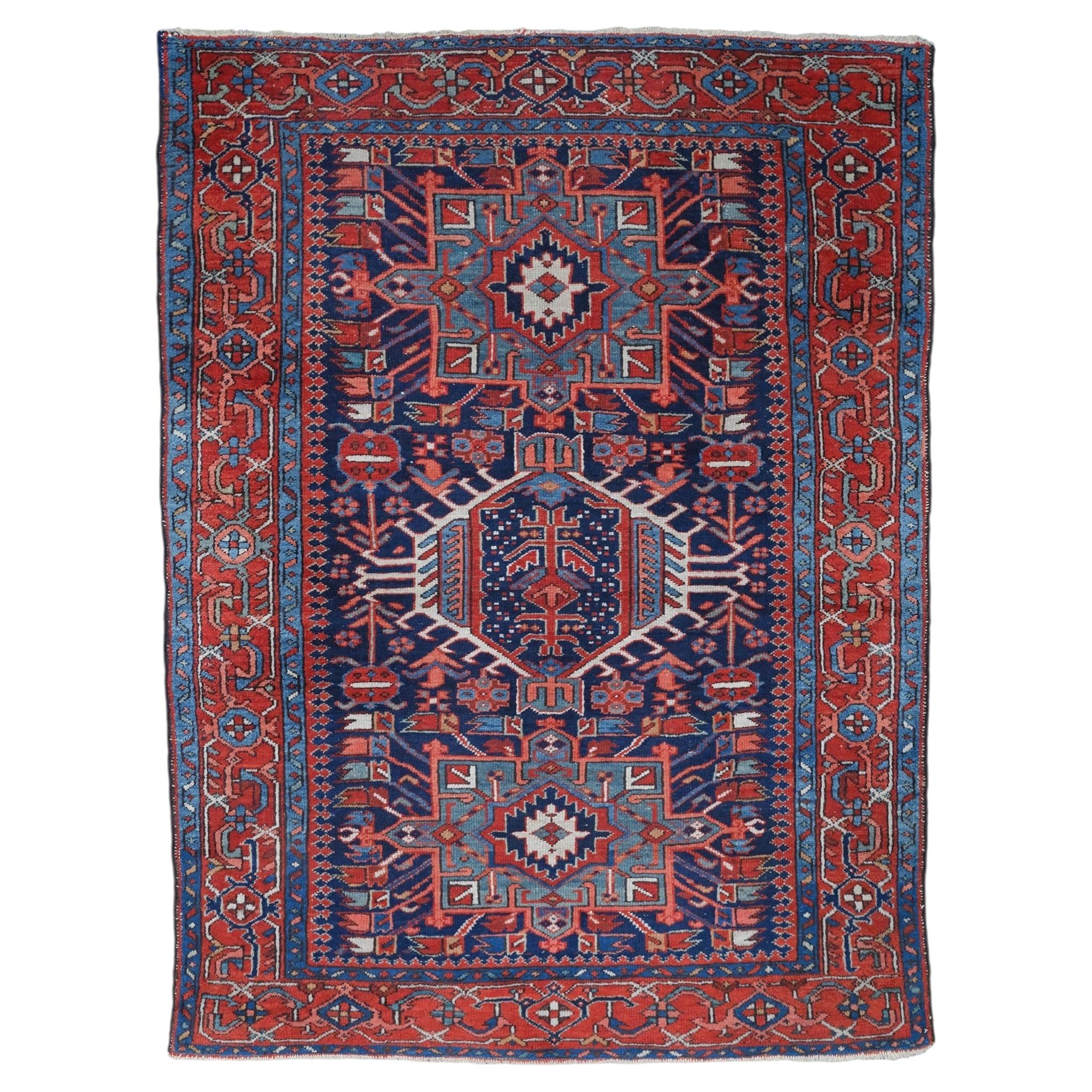 Late 19th Century Antique Wool Geometric Design Medallion Rug