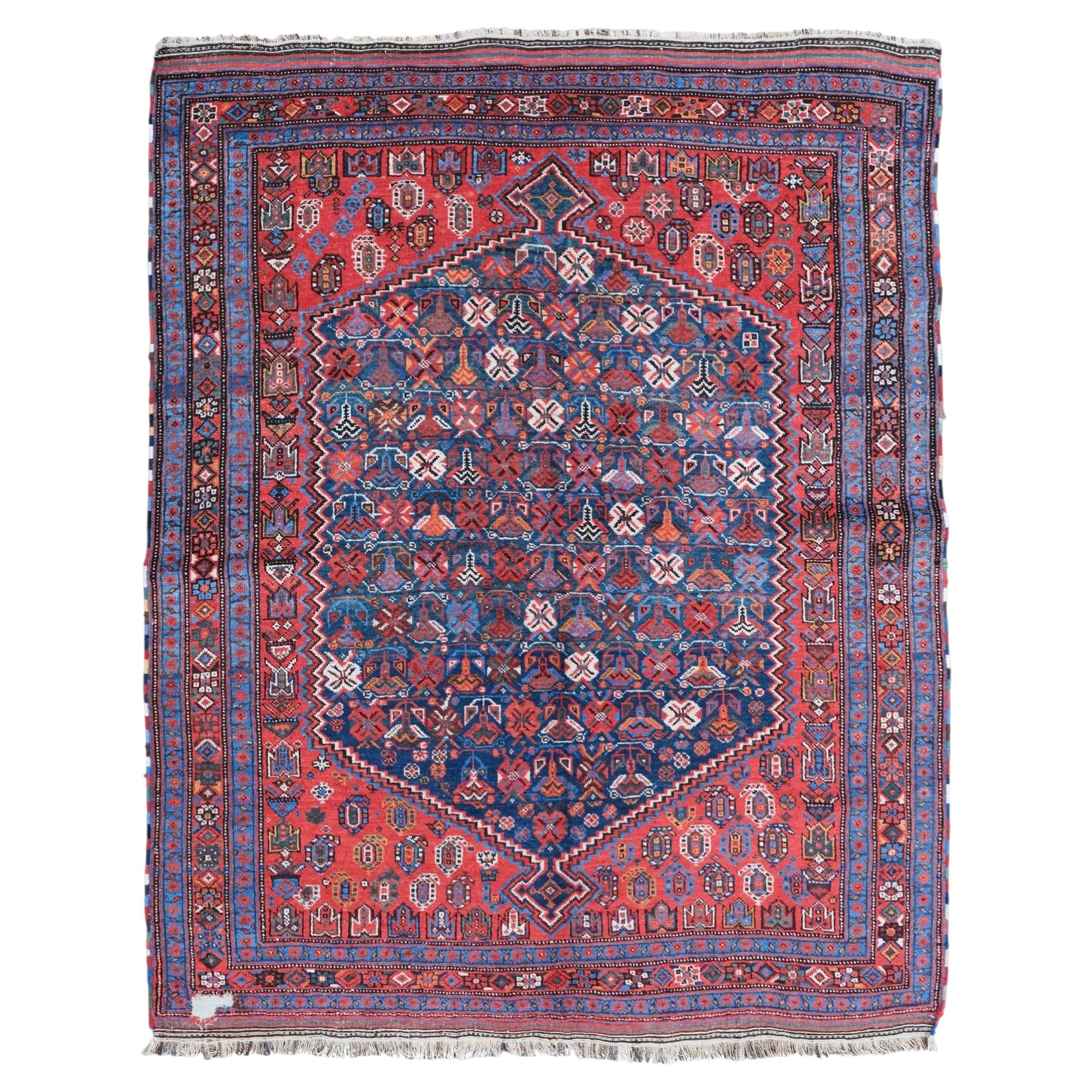 Late 19th Century Antique Wool Geometric Design Rug