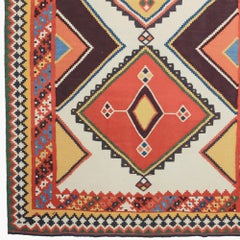 Late 19th Century Antique Wool Kilim - Natural Dyed Geometric Design Kilim