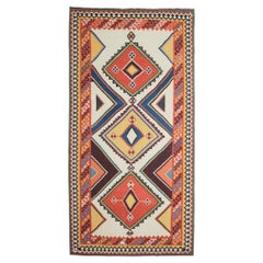 Late 19th Century Antique Wool Kilim - Natural Dyed Geometric Design Kilim