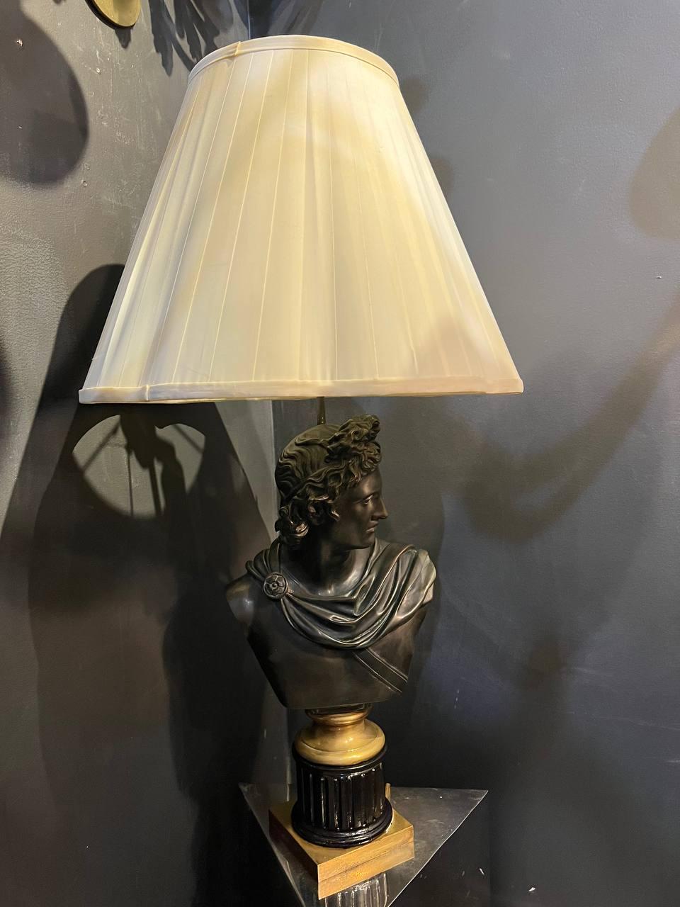 Bronze Late 19th Century Apollo Bust Table Lamp For Sale