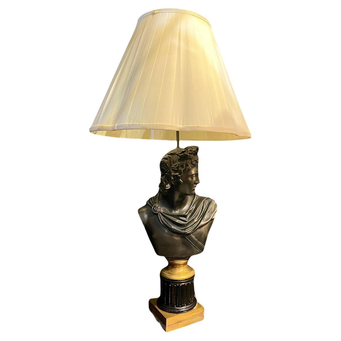 Lampe de table en forme de buste Apollo de la fin du XIXe siècle