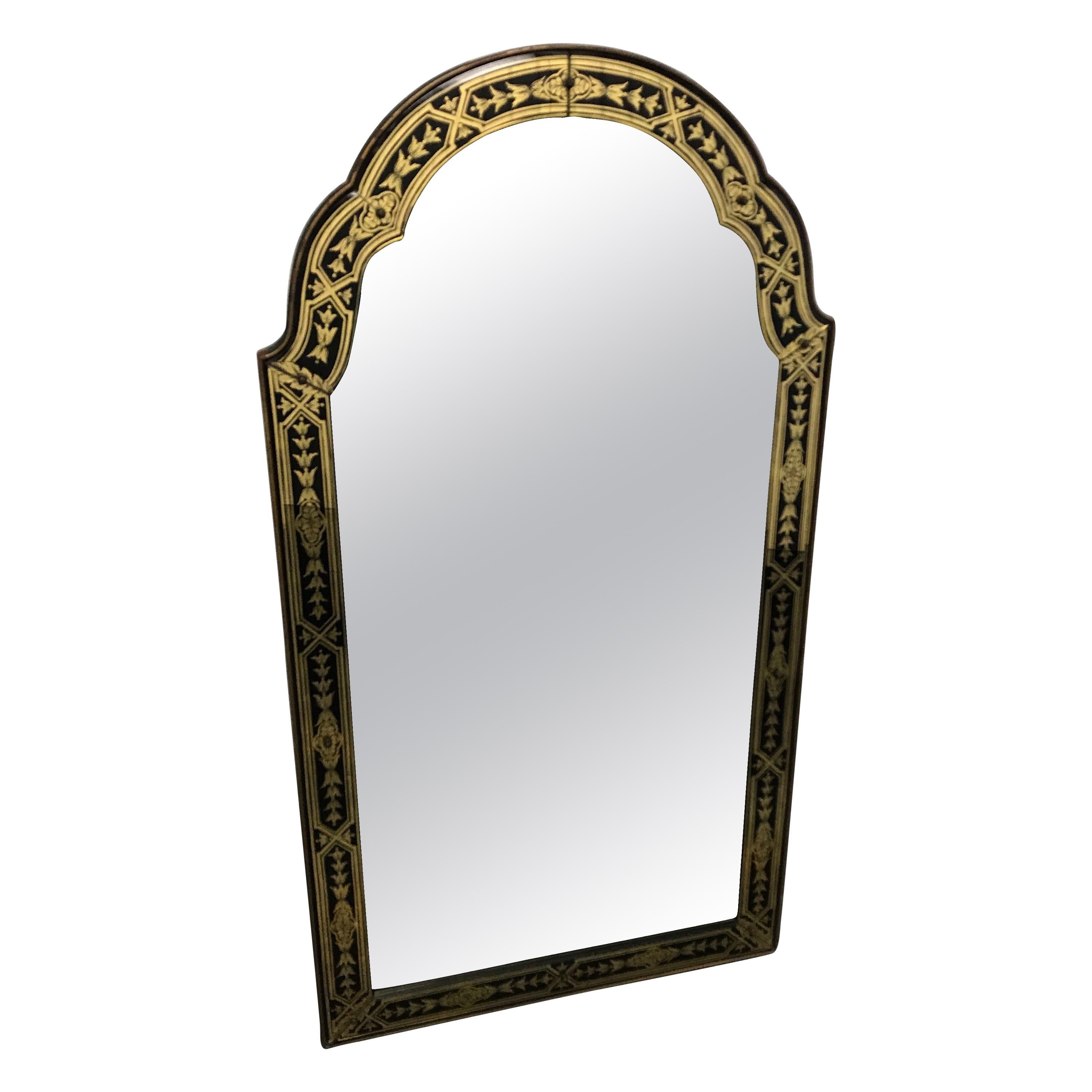 Mid Century Arched Glass Mirror with Butterfly at 1stDibs