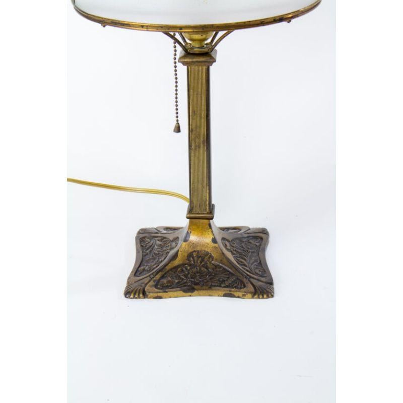 Late 19th Century Art Nouveau Aged Gilt Gas Table Lamp with Glass Shade 2