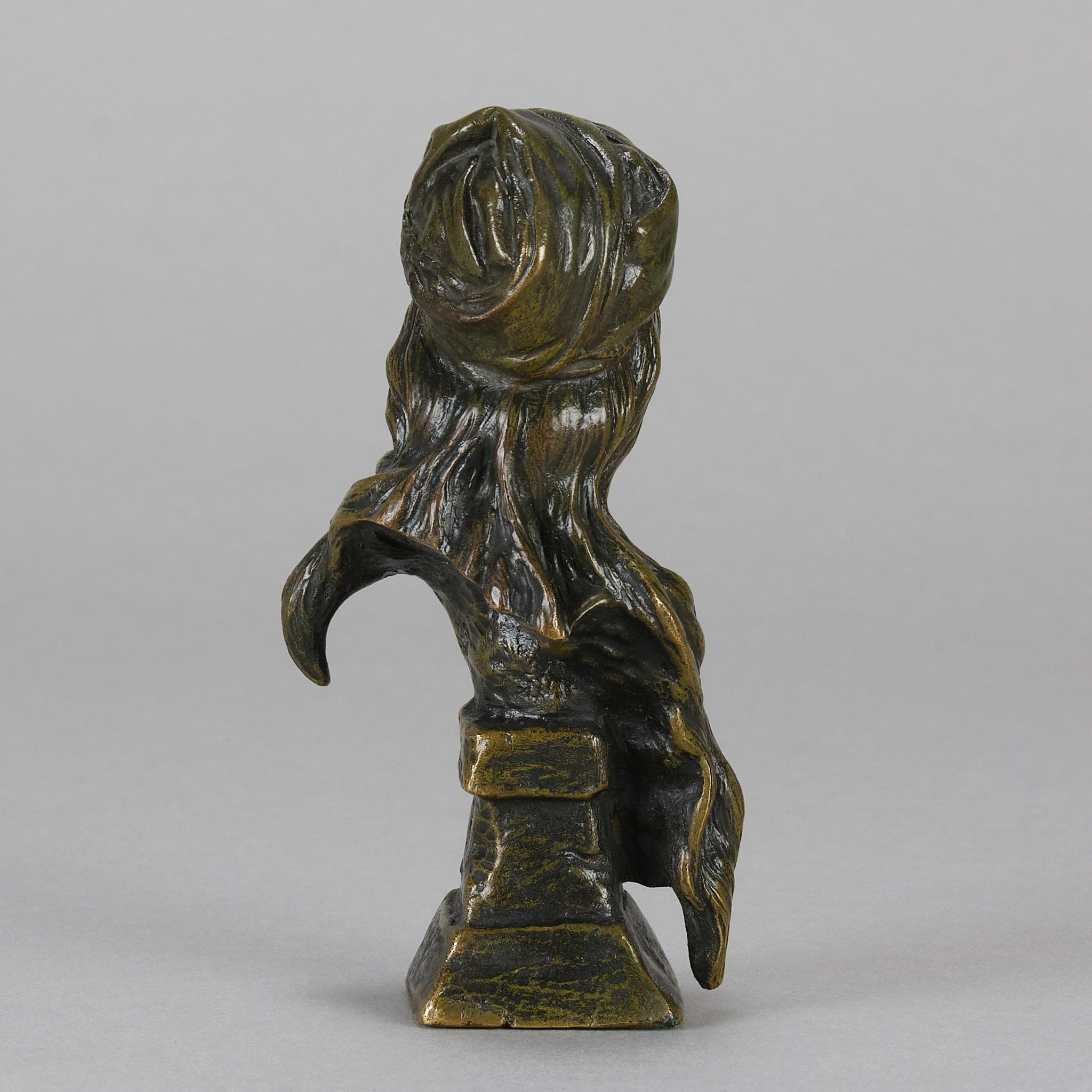 Jugendstil-Bronzebüste „Esmerelda“ aus dem späten 19. Jahrhundert von Emmanuel Villanis im Angebot 1