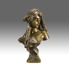 Late 19th Century Art Nouveau Bronze Bust "Miarka" by Emmanuel Villanis