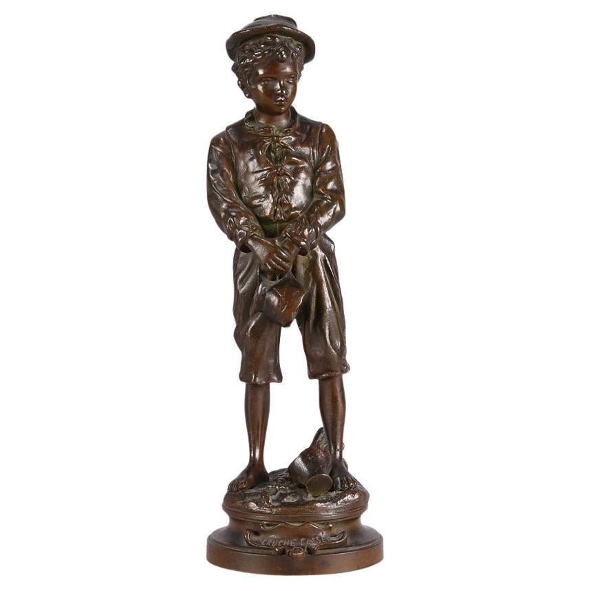 Art nouveau-Stil-Broschenkrug aus Bronze des späten 19. Jahrhunderts mit dem Titel „Broken Jug“ von Charles Anfrie im Angebot
