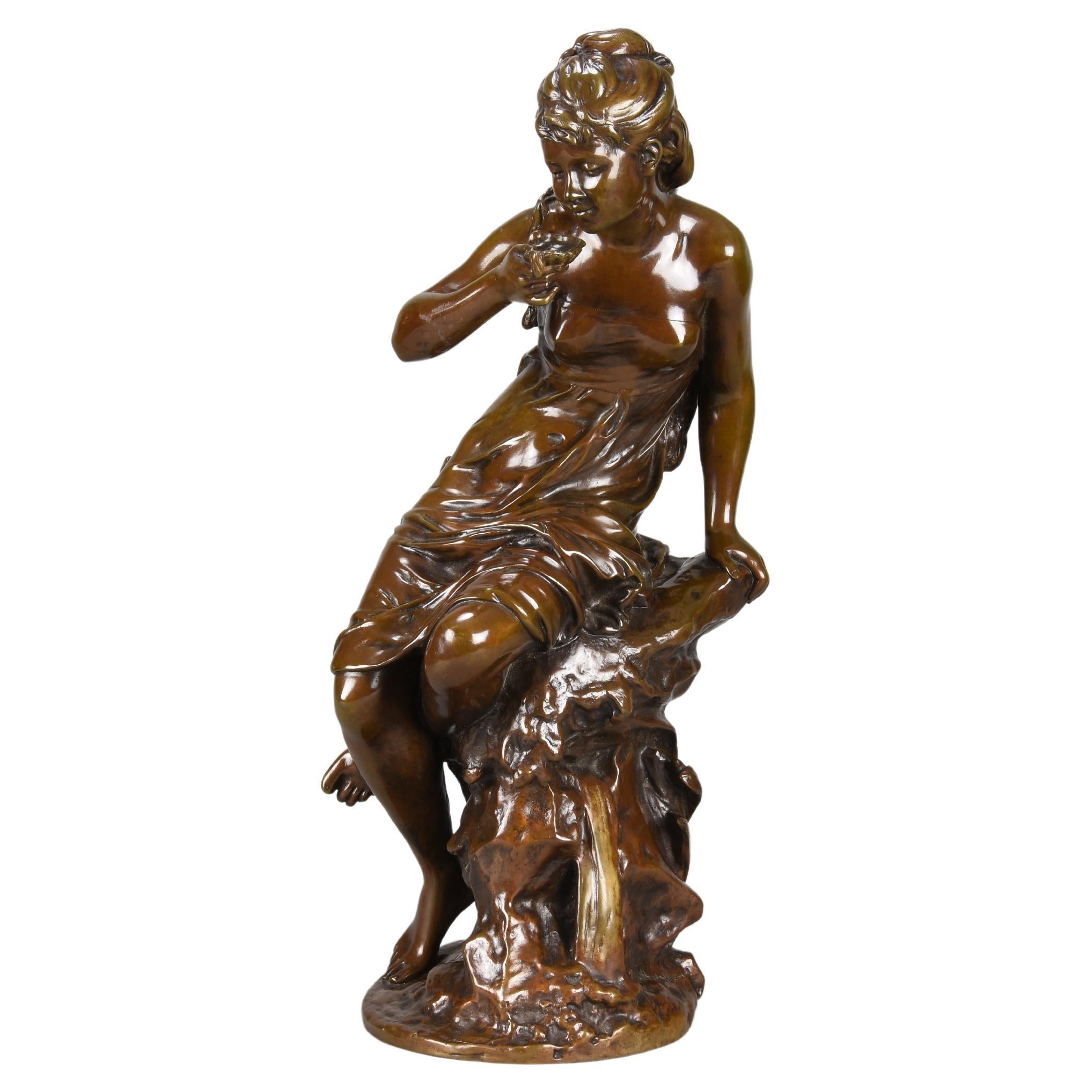 Late-19th Century Art Nouveau Bronze Entitled "La Source” by Mathurin Moreau