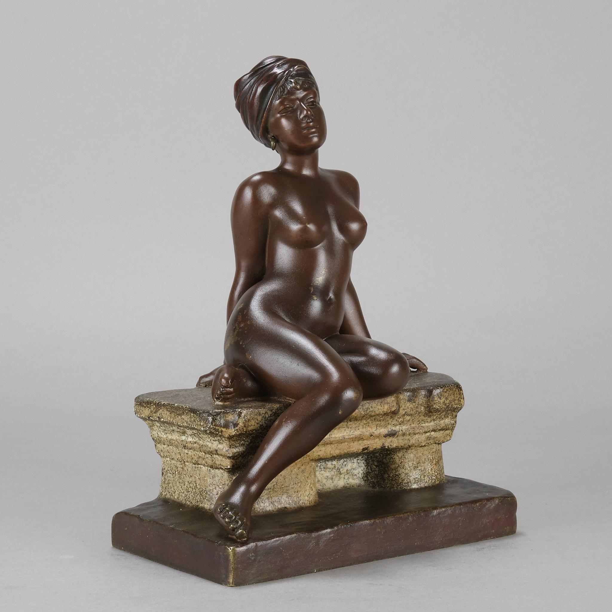 Figura in bronzo Art Nouveau della fine del XIX secolo 