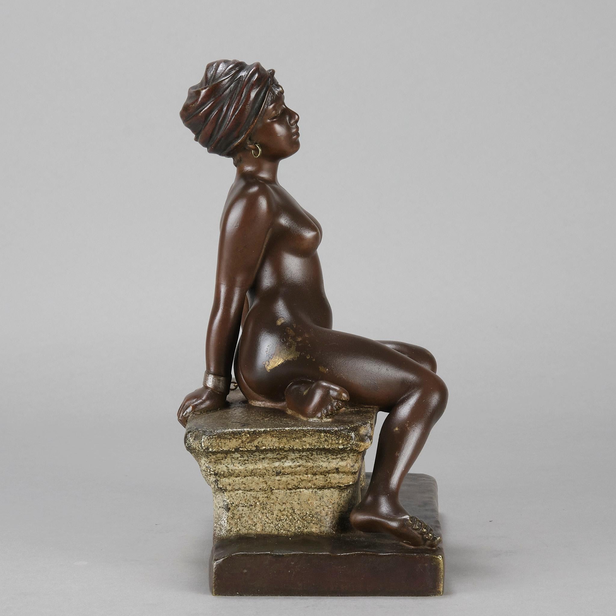 Figura in bronzo Art Nouveau della fine del XIX secolo 