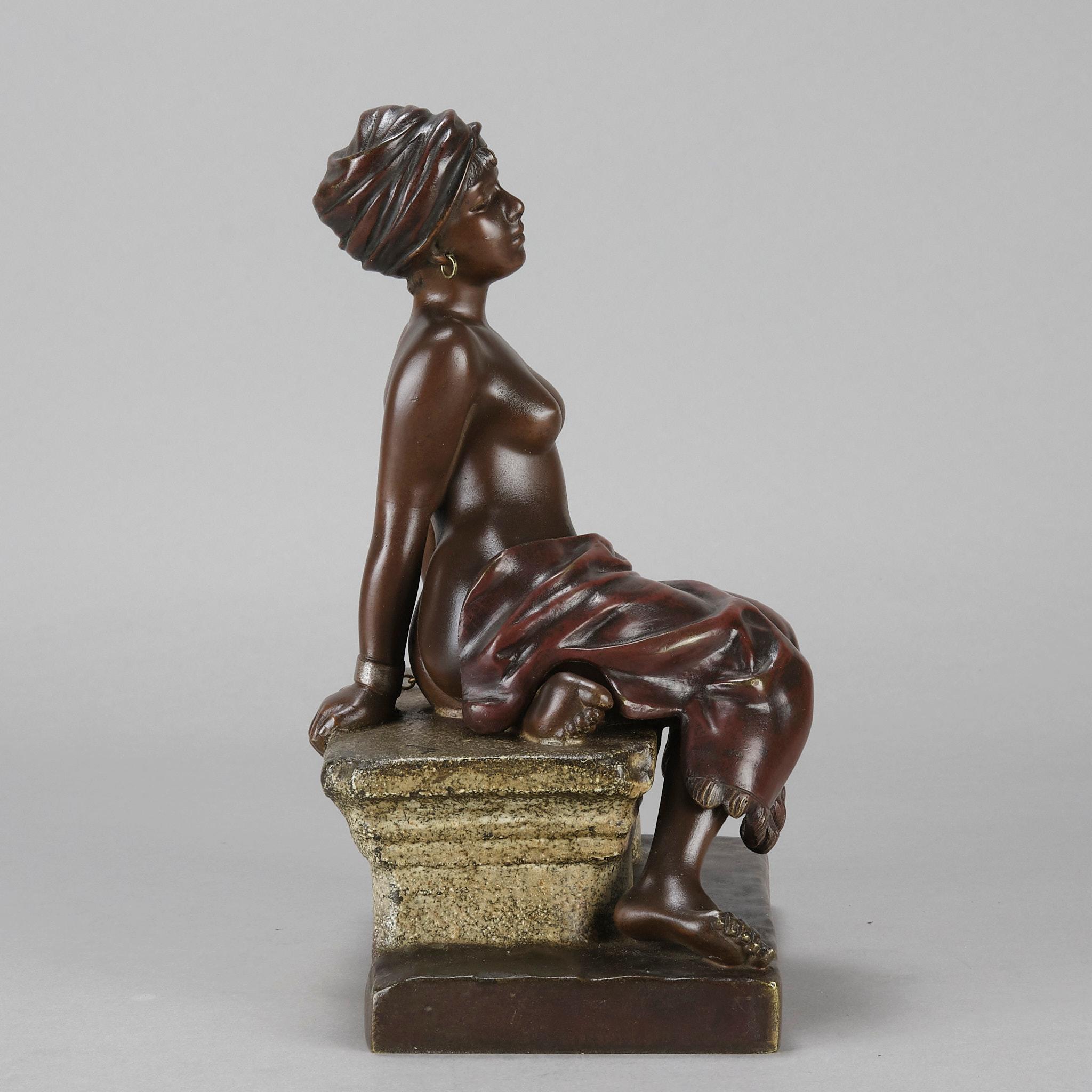 Calco Figura in bronzo Art Nouveau della fine del XIX secolo 