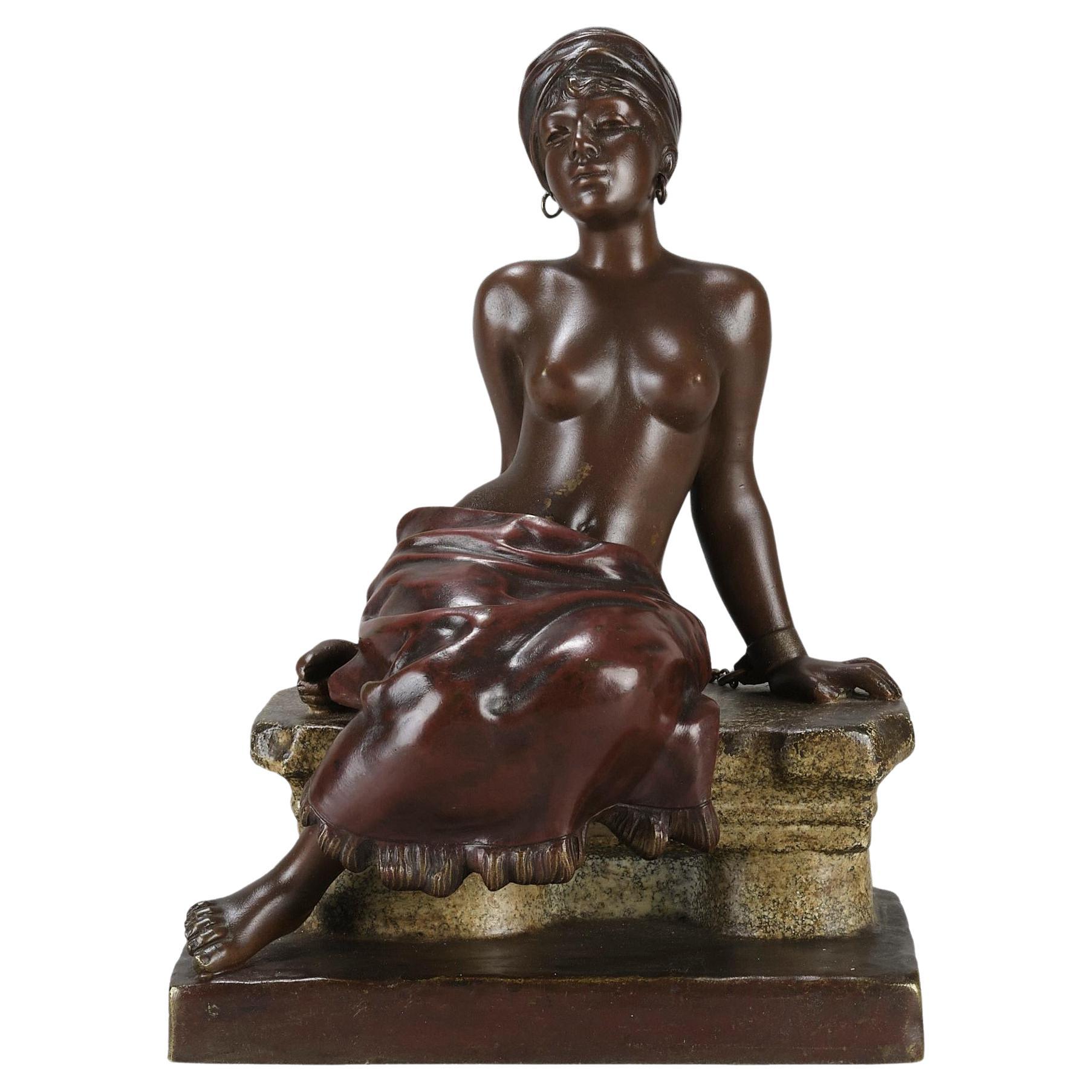 Late 19th Century Art Nouveau Bronze figure "Slave Girl" by Emmanuel Villanis