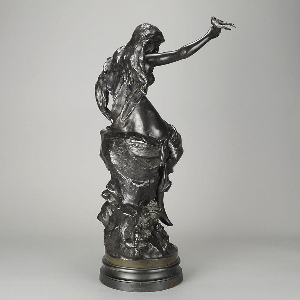 Cast Late 19th Century Art Nouveau Bronze “Hirondelles” by Mathurin Moreau