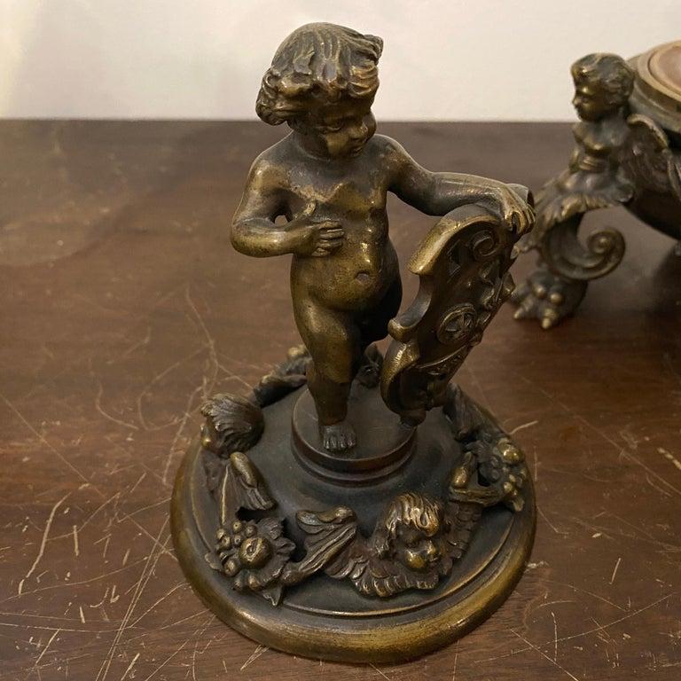 Late 19th Century Art Nouveau Bronze Italian Inkwell by Antonio Pandiani For Sale 9