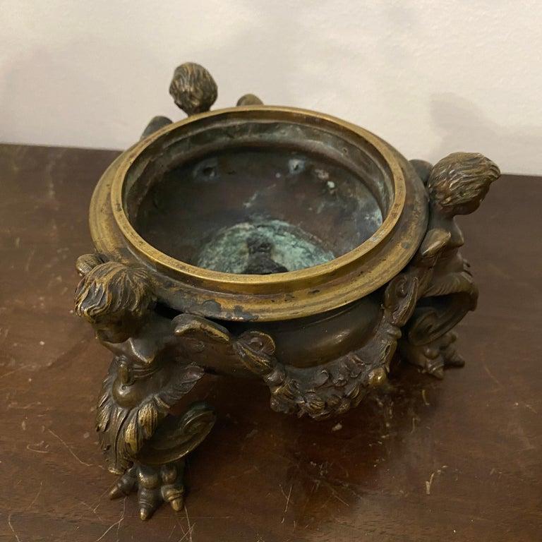 Late 19th Century Art Nouveau Bronze Italian Inkwell by Antonio Pandiani For Sale 2