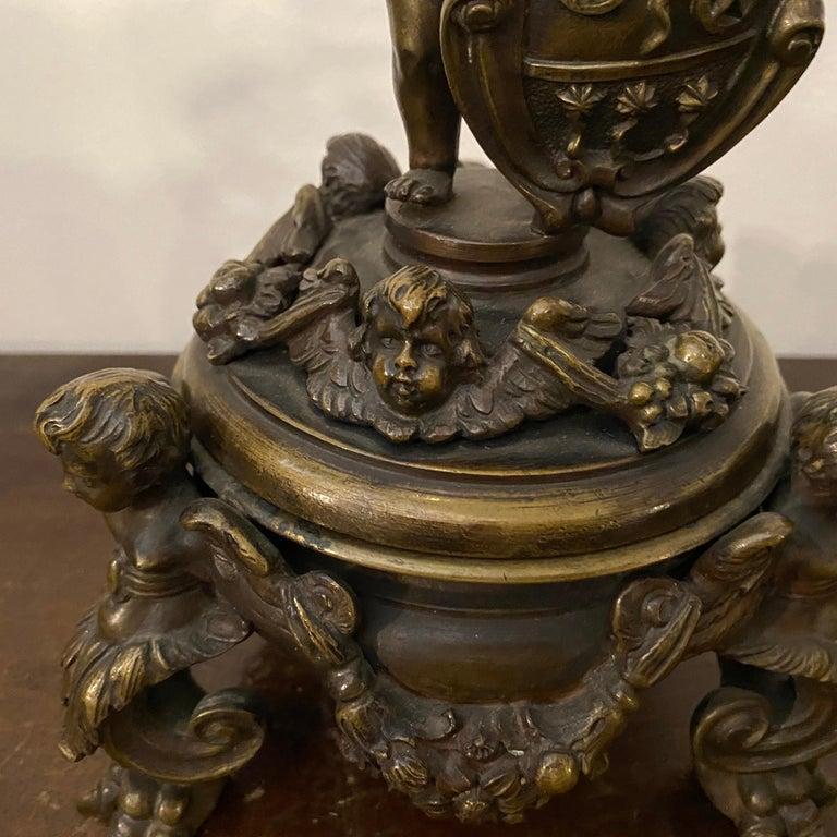 Late 19th Century Art Nouveau Bronze Italian Inkwell by Antonio Pandiani For Sale 5