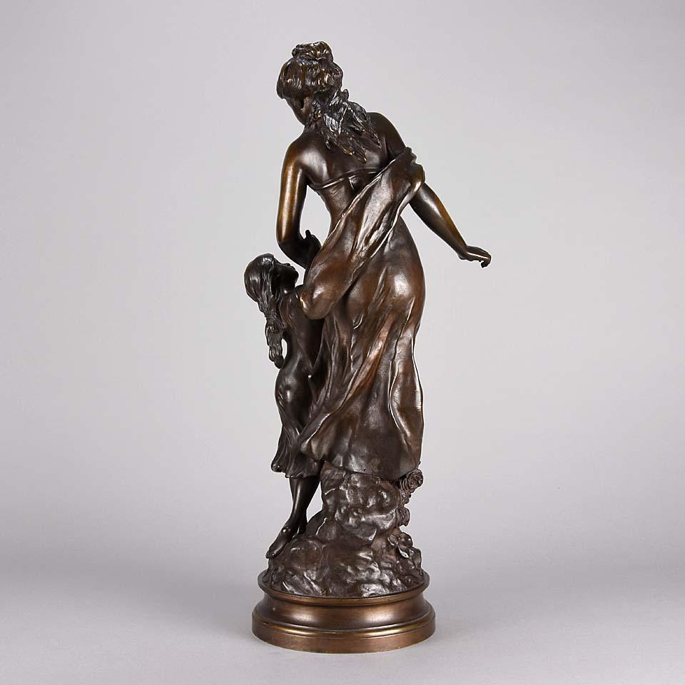 Cast Late 19th Century Art Nouveau Bronze “La Reconnaissance” by Mathurin Moreau