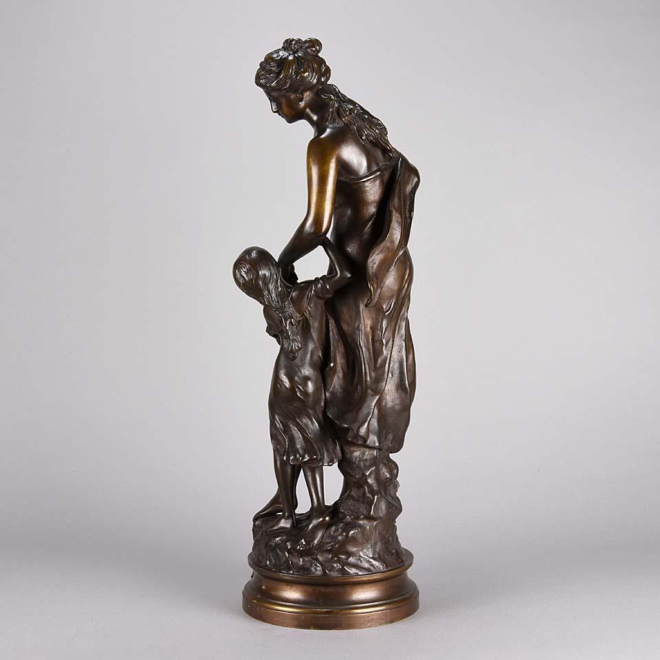 Late 19th Century Art Nouveau Bronze “La Reconnaissance” by Mathurin Moreau In Excellent Condition In London, GB