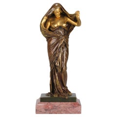 Late 19th Century Art Nouveau Bronze "Nature Unveiling" by Ernst Barrias
