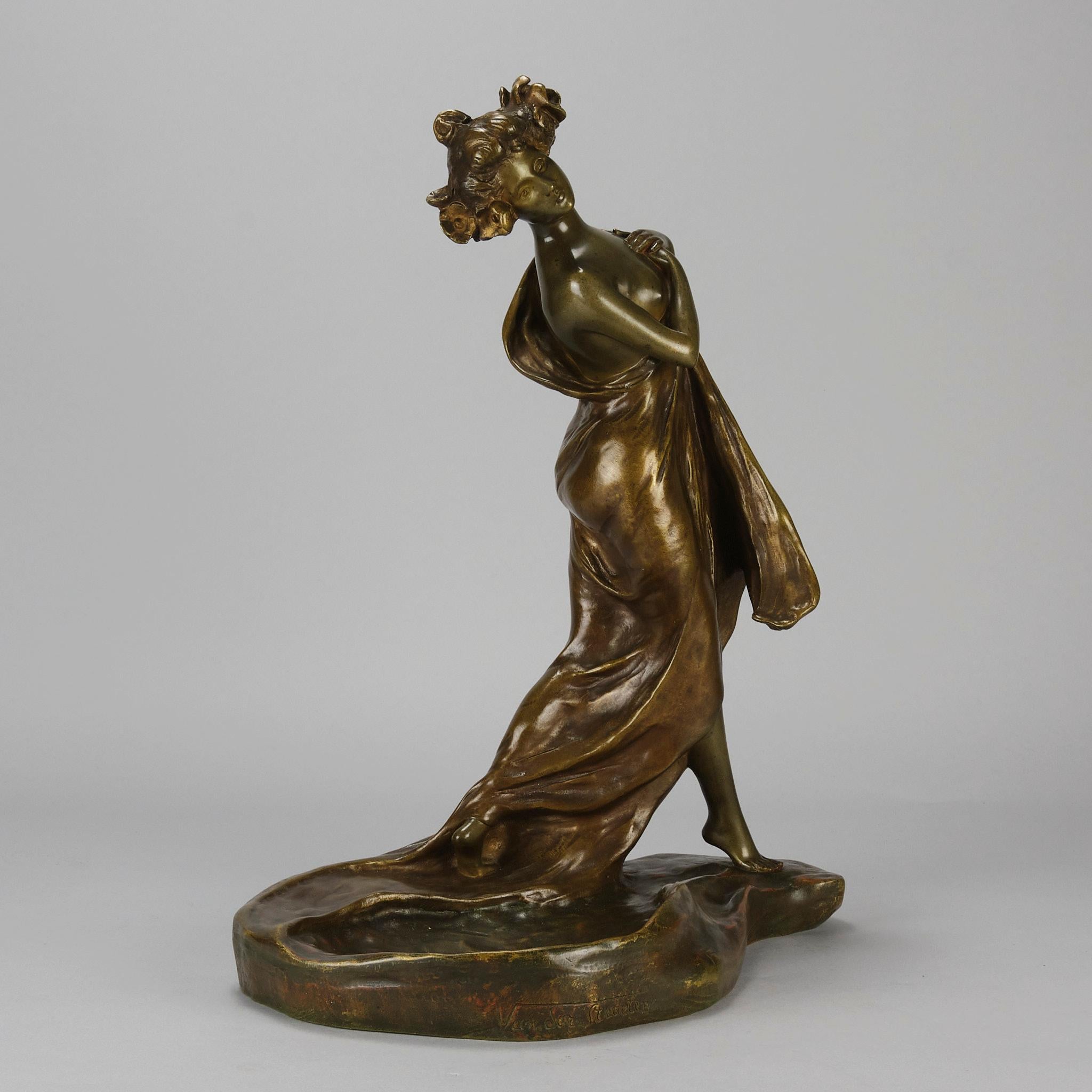 Jugendstil-Bronze „Nouveau-Dame“ aus dem späten 19. Jahrhundert von Georges Van Der Straeten im Angebot 2