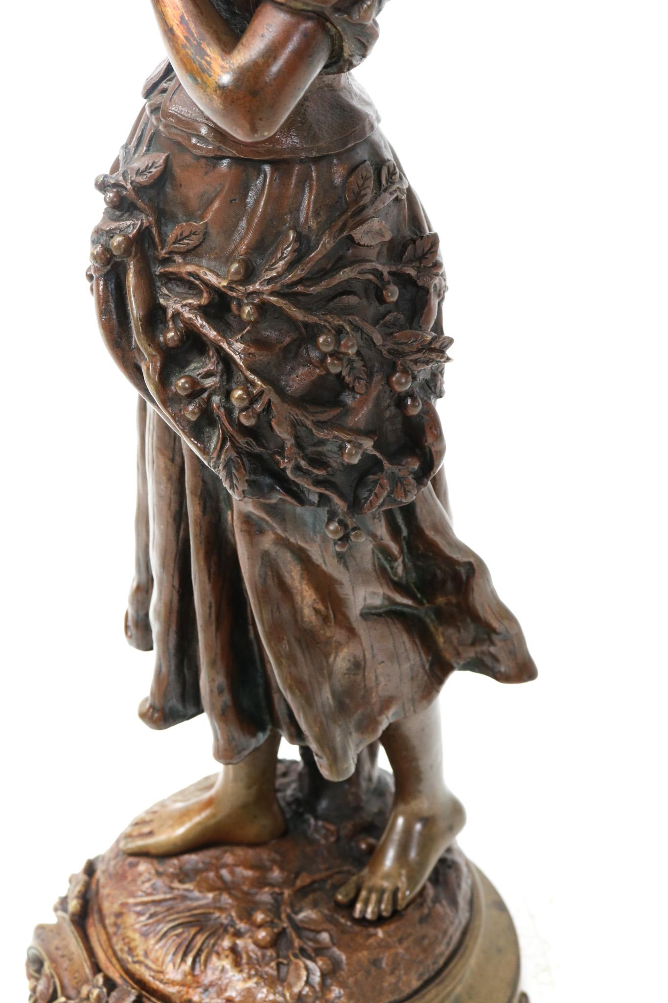 Late 19th Century Art Nouveau Bronze Retour Des Cerises by Charles Anfrie For Sale 9