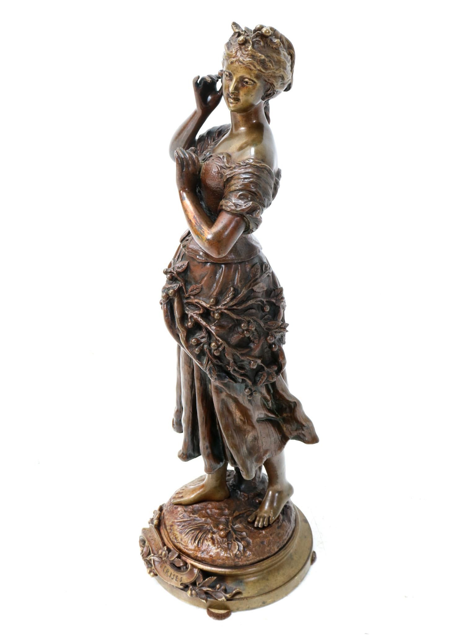 Stunning and rare Late 19th Century Art Nouveau sculpture.
Design by Charles Anfrie.
Striking French design from the 1890s.
This wonderful Late 19th Century Art Nouveau sculpture  by Charles Anfrie is executed in patinated bronze and signed at the