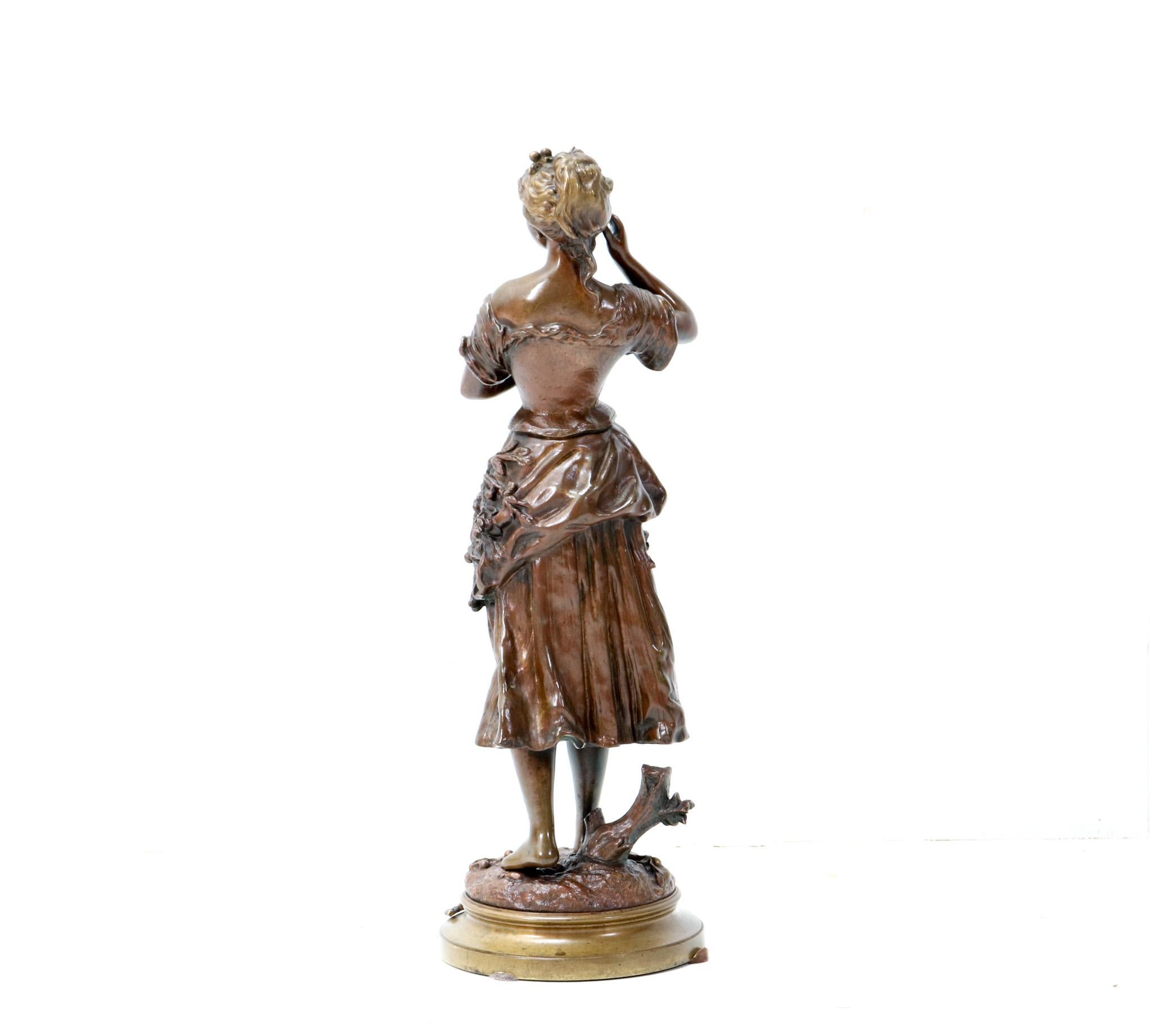 Fin du 19ème siècle Art Nouveau Bronze Retour Des Cerises par Charles Anfrie Bon état - En vente à Amsterdam, NL