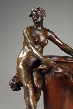 Vase en bronze Art nouveau de la fin du XIXe siècle par Jean-Paul Aubé