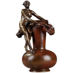Late 19th Century Art Nouveau Bronze Vase by Jean-Paul Aubé
