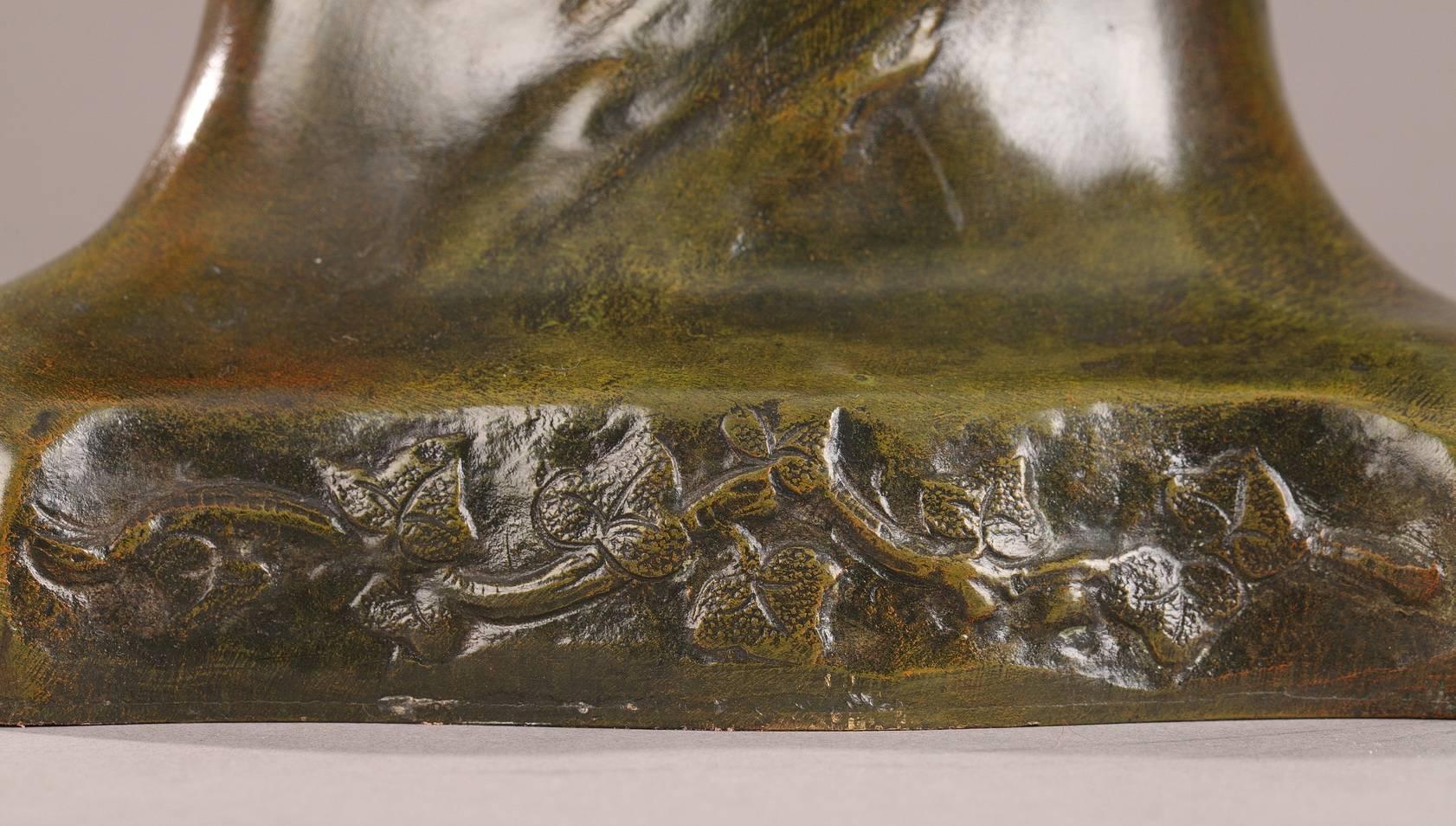 Jugendstilvase aus Bronze des späten 19. Jahrhunderts von Marcel Debut im Angebot 3
