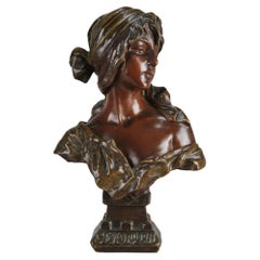 Antique Late 19th Century Art Nouveau Bust Entitled "Cendrillon" by Emmanuel Villanis