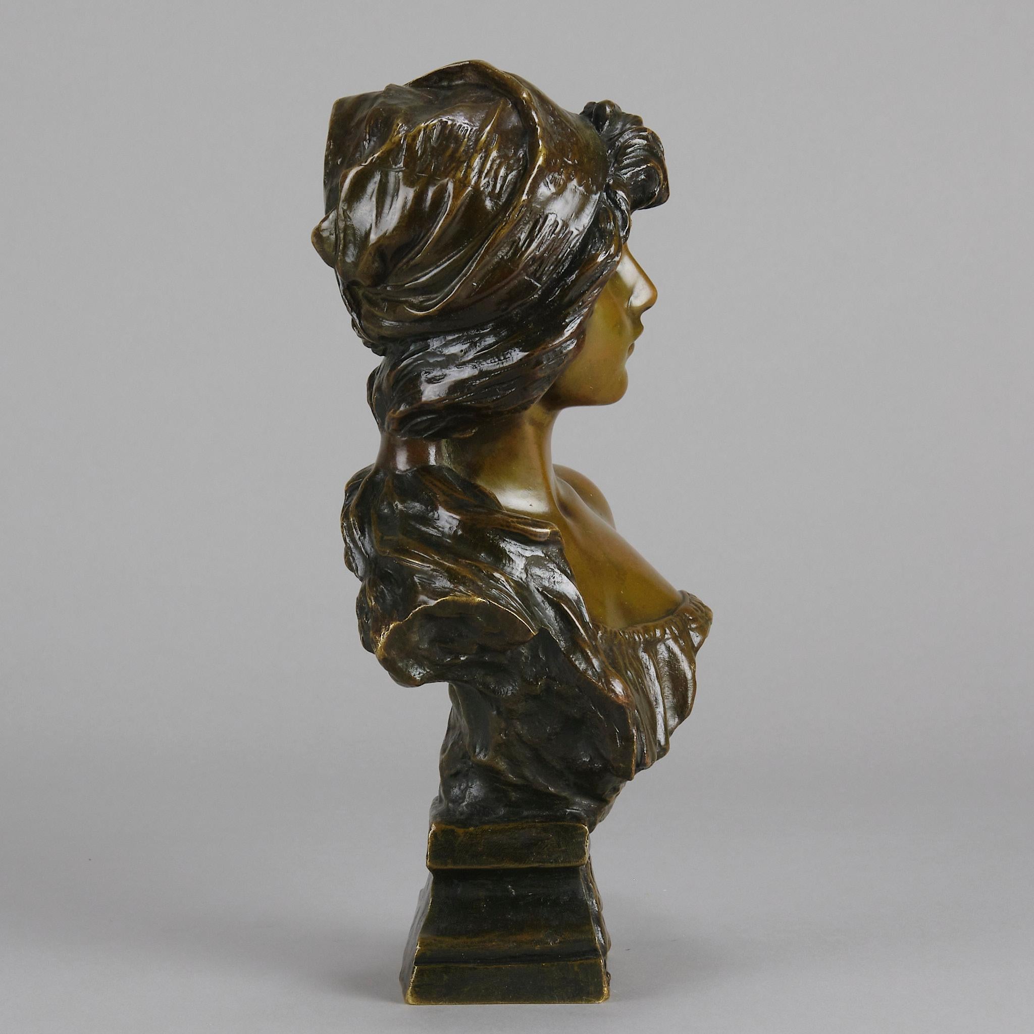 French Late 19th Century Art Nouveau Bust Entitled 