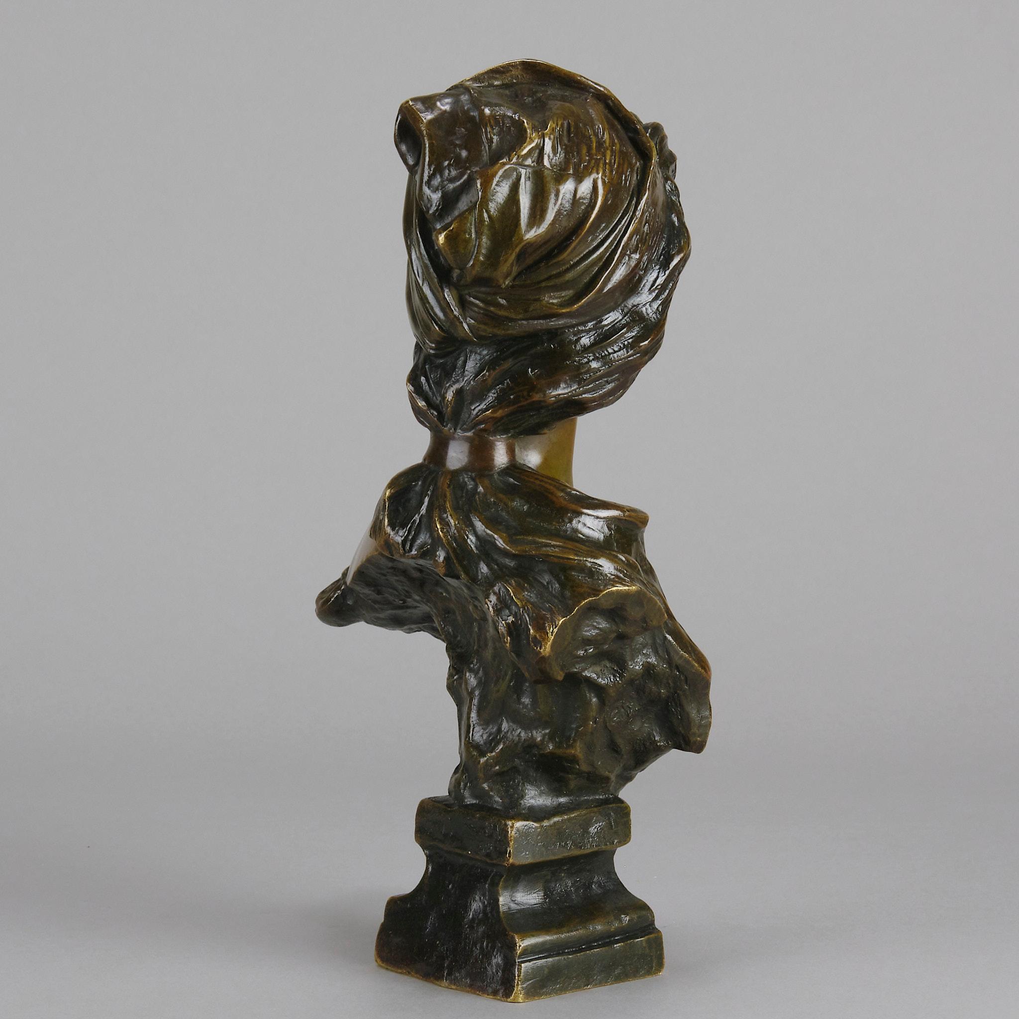 Cast Late 19th Century Art Nouveau Bust Entitled 