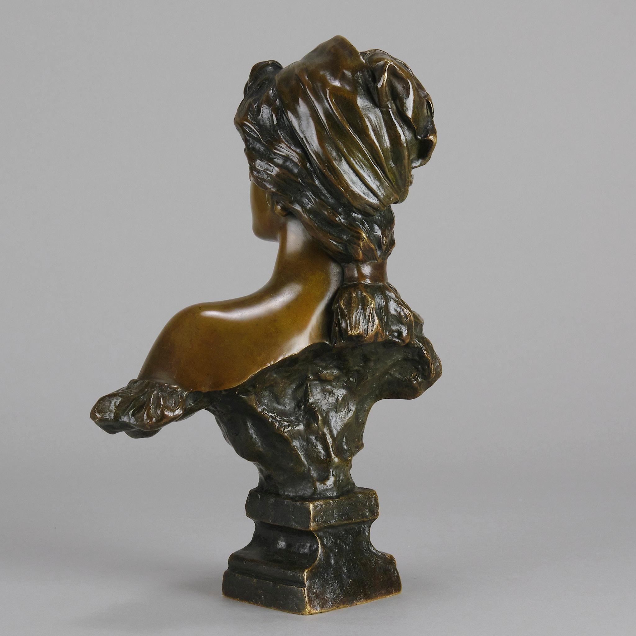 Bronze Late 19th Century Art Nouveau Bust Entitled 