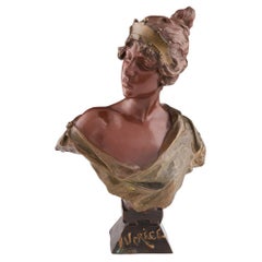 Late 19th Century Art Nouveau Bust entitled "Lucrece” By Emmanuel Villanis